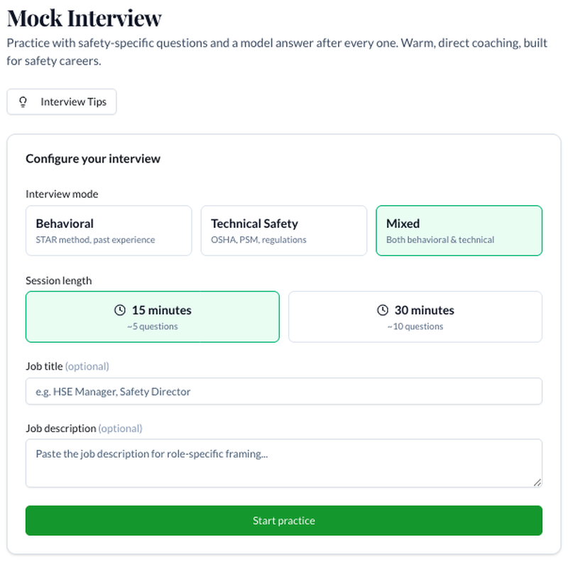 Mock Interview setup
